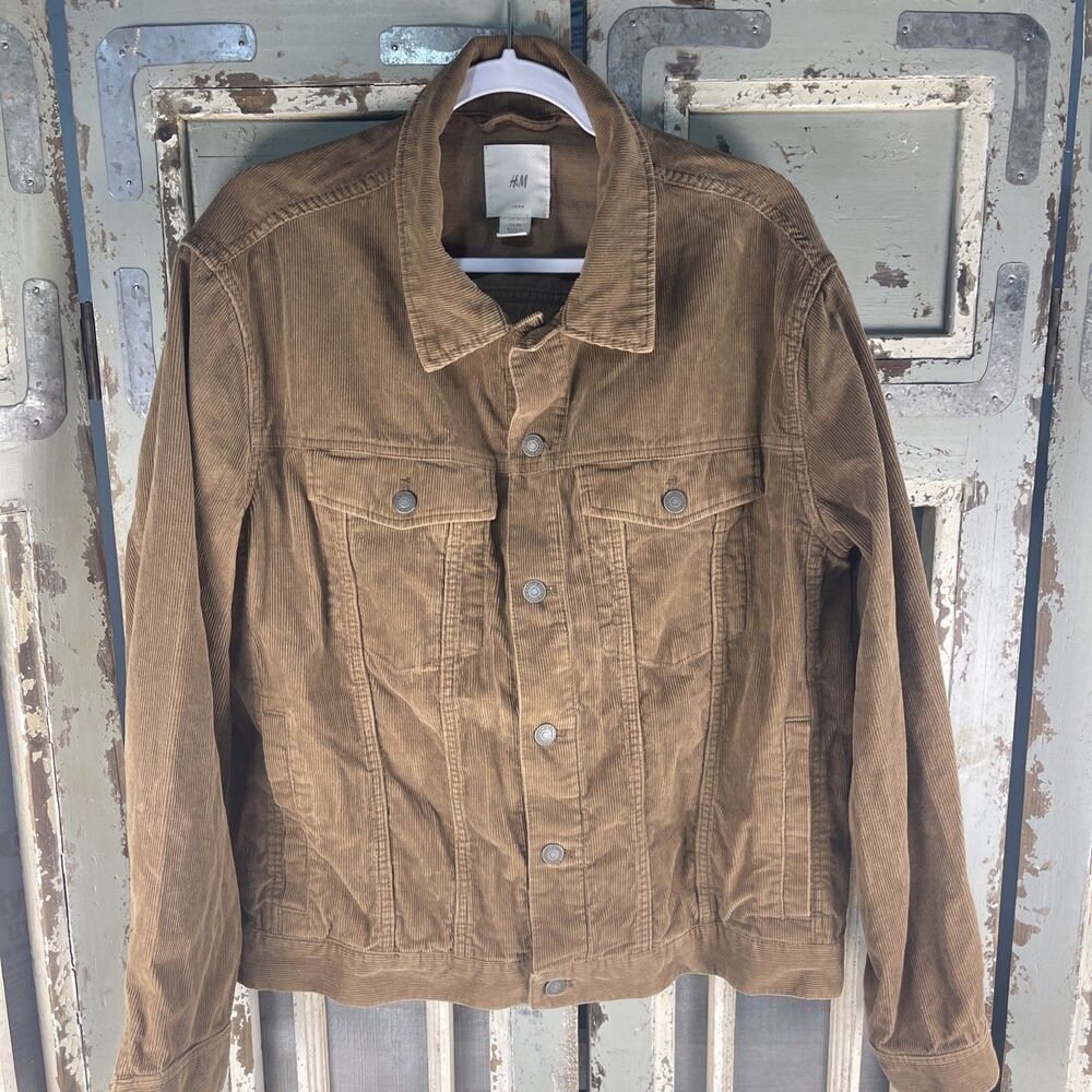 H&M Corduroy Brown Jacket-Button Down-Unisex-Size XL-Trucker, Cabincore